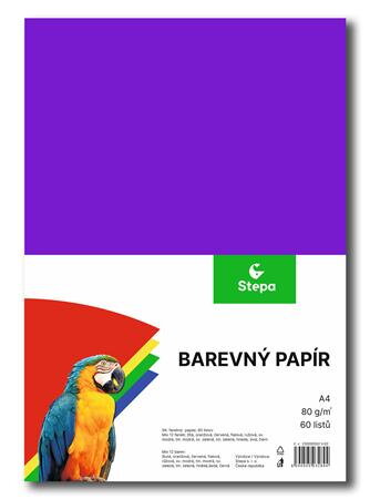Farebný papier, A4, 80g, 12x5 listov, STEPA, mix farieb